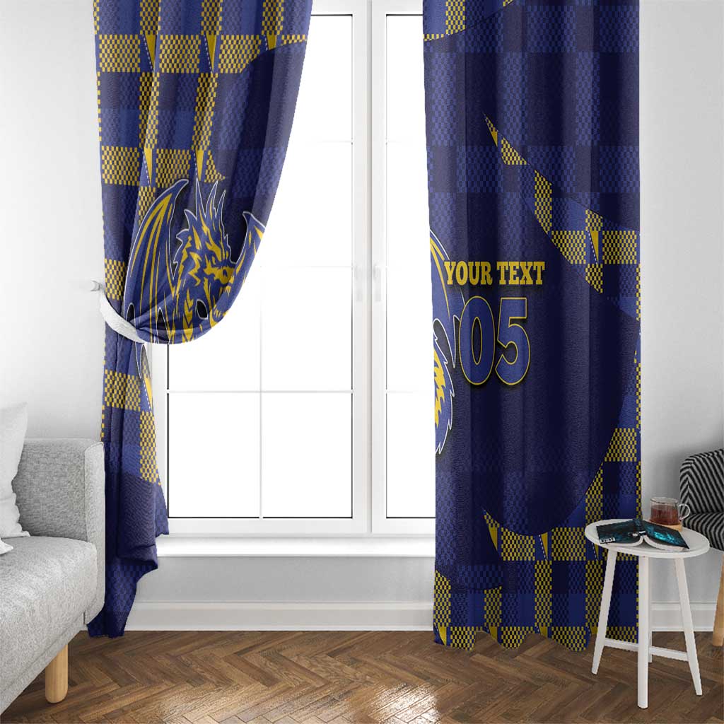 Custom Bosnia And Herzegovina Football Window Curtain Fierce Dragon National Stars With Checker Patterns