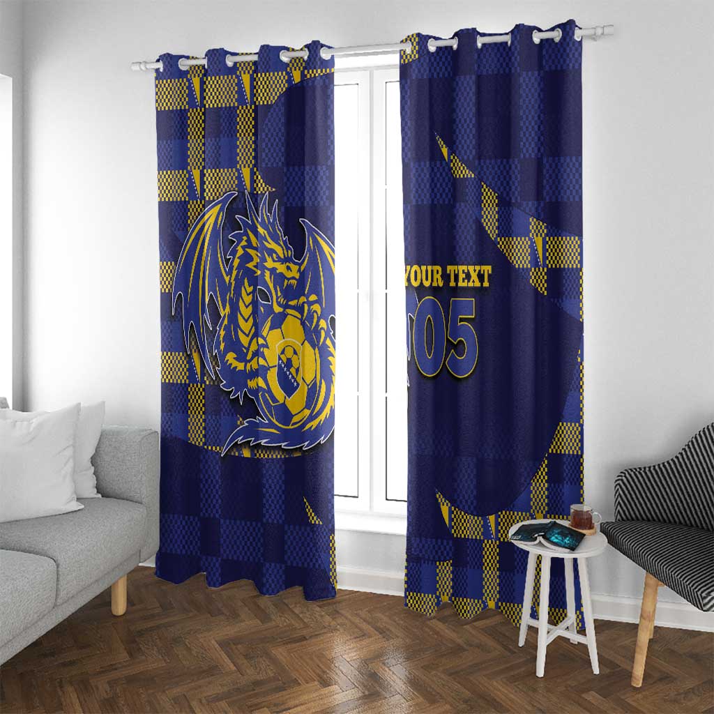 Custom Bosnia And Herzegovina Football Window Curtain Fierce Dragon National Stars With Checker Patterns