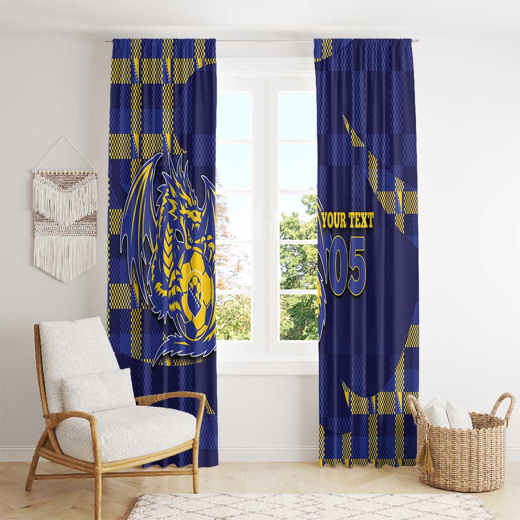 Custom Bosnia And Herzegovina Football Window Curtain Fierce Dragon National Stars With Checker Patterns