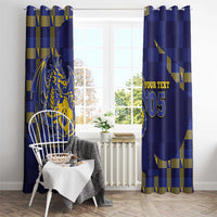 Custom Bosnia And Herzegovina Football Window Curtain Fierce Dragon National Stars With Checker Patterns