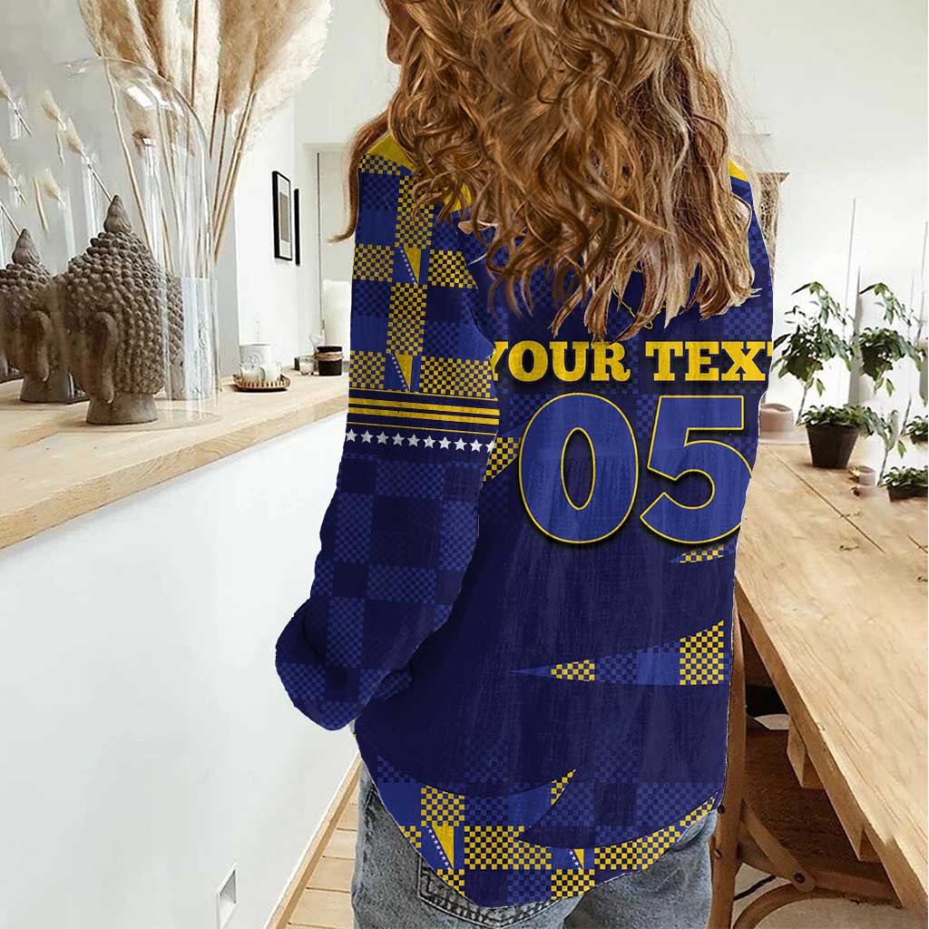 Custom Bosnia And Herzegovina Football Women Casual Shirt Fierce Dragon National Stars With Checker Patterns