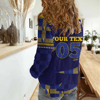 Custom Bosnia And Herzegovina Football Women Casual Shirt Fierce Dragon National Stars With Checker Patterns