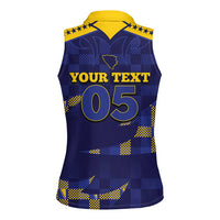 Custom Bosnia And Herzegovina Football Women Sleeveless Polo Shirt Fierce Dragon National Stars With Checker Patterns
