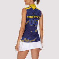 Custom Bosnia And Herzegovina Football Women Sleeveless Polo Shirt Fierce Dragon National Stars With Checker Patterns