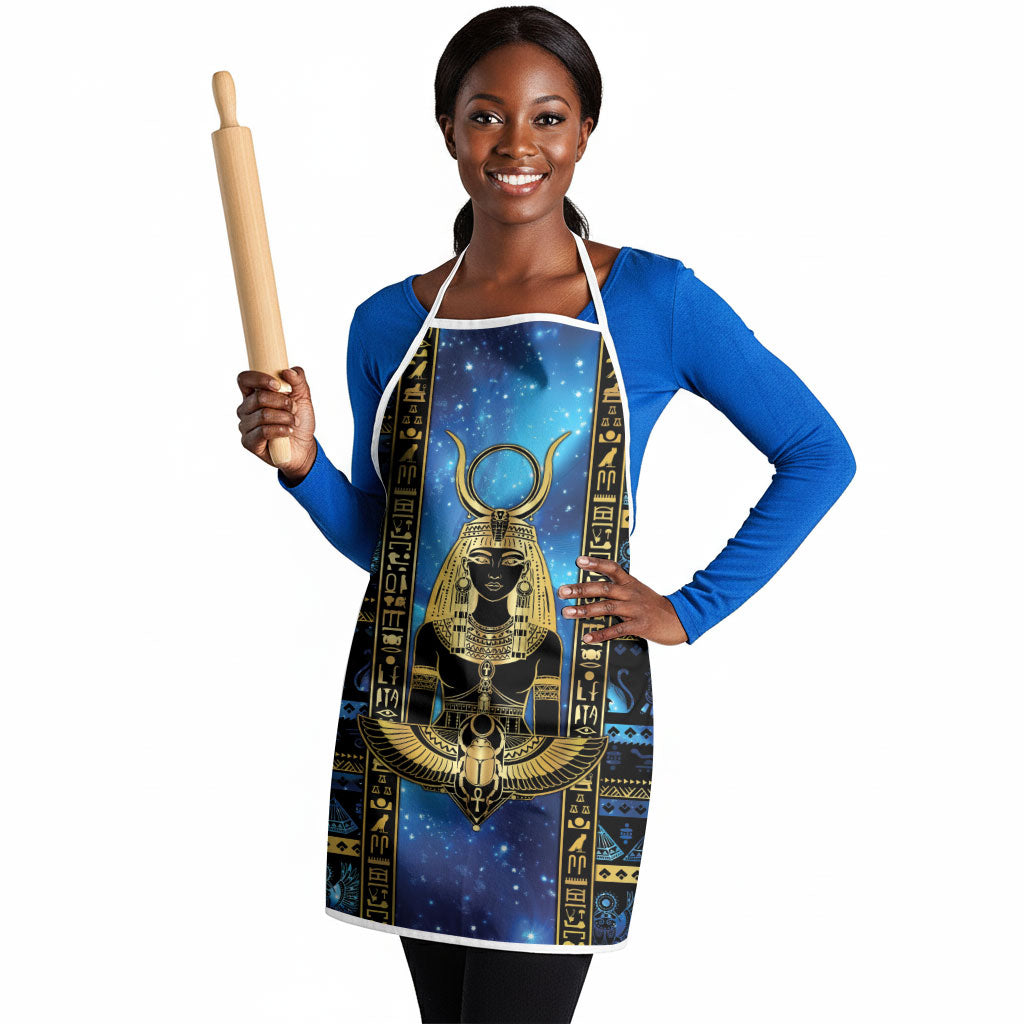 Egyptian Goddess Hathor Apron Galaxy Ancient Mythology Sun Disk Cow Horn