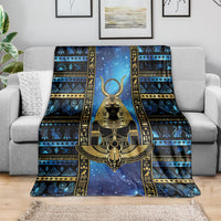 Egyptian Goddess Hathor Blanket Galaxy Ancient Mythology Sun Disk Cow Horn
