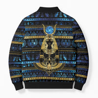 Egyptian Goddess Hathor Bomber Puffer Jacket Galaxy Ancient Mythology Sun Disk Cow Horn