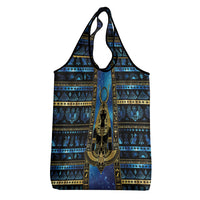 Egyptian Goddess Hathor Grocery Bag Galaxy Ancient Mythology Sun Disk Cow Horn