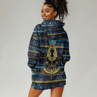 Egyptian Goddess Hathor Hoodie Dress Galaxy Ancient Mythology Sun Disk Cow Horn