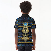 Egyptian Goddess Hathor Kid Polo Shirt Galaxy Ancient Mythology Sun Disk Cow Horn