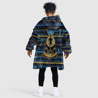 Egyptian Goddess Hathor Kid Wearable Blanket Hoodie Galaxy Ancient Mythology Sun Disk Cow Horn