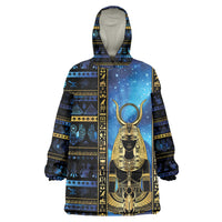 Egyptian Goddess Hathor Kid Wearable Blanket Hoodie Galaxy Ancient Mythology Sun Disk Cow Horn