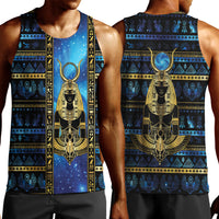Egyptian Goddess Hathor Men Tank Top Galaxy Ancient Mythology Sun Disk Cow Horn