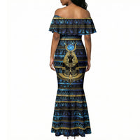 Egyptian Goddess Hathor Mermaid Dress Galaxy Ancient Mythology Sun Disk Cow Horn