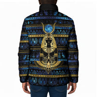 Egyptian Goddess Hathor Padded Jacket Galaxy Ancient Mythology Sun Disk Cow Horn