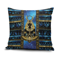 Egyptian Goddess Hathor Pillow Cover Galaxy Ancient Mythology Sun Disk Cow Horn