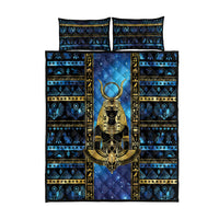 Egyptian Goddess Hathor Quilt Bed Set Galaxy Ancient Mythology Sun Disk Cow Horn