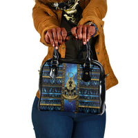 Egyptian Goddess Hathor Shoulder Handbag Galaxy Ancient Mythology Sun Disk Cow Horn