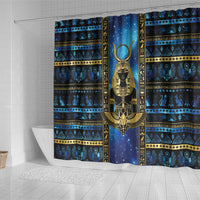 Egyptian Goddess Hathor Shower Curtain Galaxy Ancient Mythology Sun Disk Cow Horn