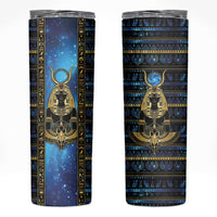 Egyptian Goddess Hathor Skinny Tumbler Galaxy Ancient Mythology Sun Disk Cow Horn