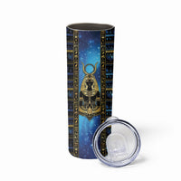 Egyptian Goddess Hathor Skinny Tumbler Galaxy Ancient Mythology Sun Disk Cow Horn