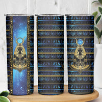 Egyptian Goddess Hathor Skinny Tumbler Galaxy Ancient Mythology Sun Disk Cow Horn