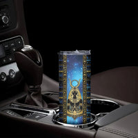 Egyptian Goddess Hathor Skinny Tumbler Galaxy Ancient Mythology Sun Disk Cow Horn