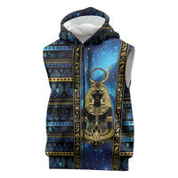 Egyptian Goddess Hathor Sleeveless Zip Hoodie Galaxy Ancient Mythology Sun Disk Cow Horn