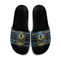 Egyptian Goddess Hathor Slide Sandals Galaxy Ancient Mythology Sun Disk Cow Horn