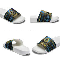 Egyptian Goddess Hathor Slide Sandals Galaxy Ancient Mythology Sun Disk Cow Horn