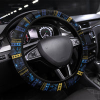 Egyptian Goddess Hathor Steering Wheel Cover Galaxy Ancient Mythology Sun Disk Cow Horn