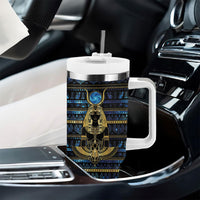 Egyptian Goddess Hathor Tumbler With Handle Galaxy Ancient Mythology Sun Disk Cow Horn