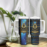 Egyptian Goddess Hathor Tumbler With Handle Galaxy Ancient Mythology Sun Disk Cow Horn