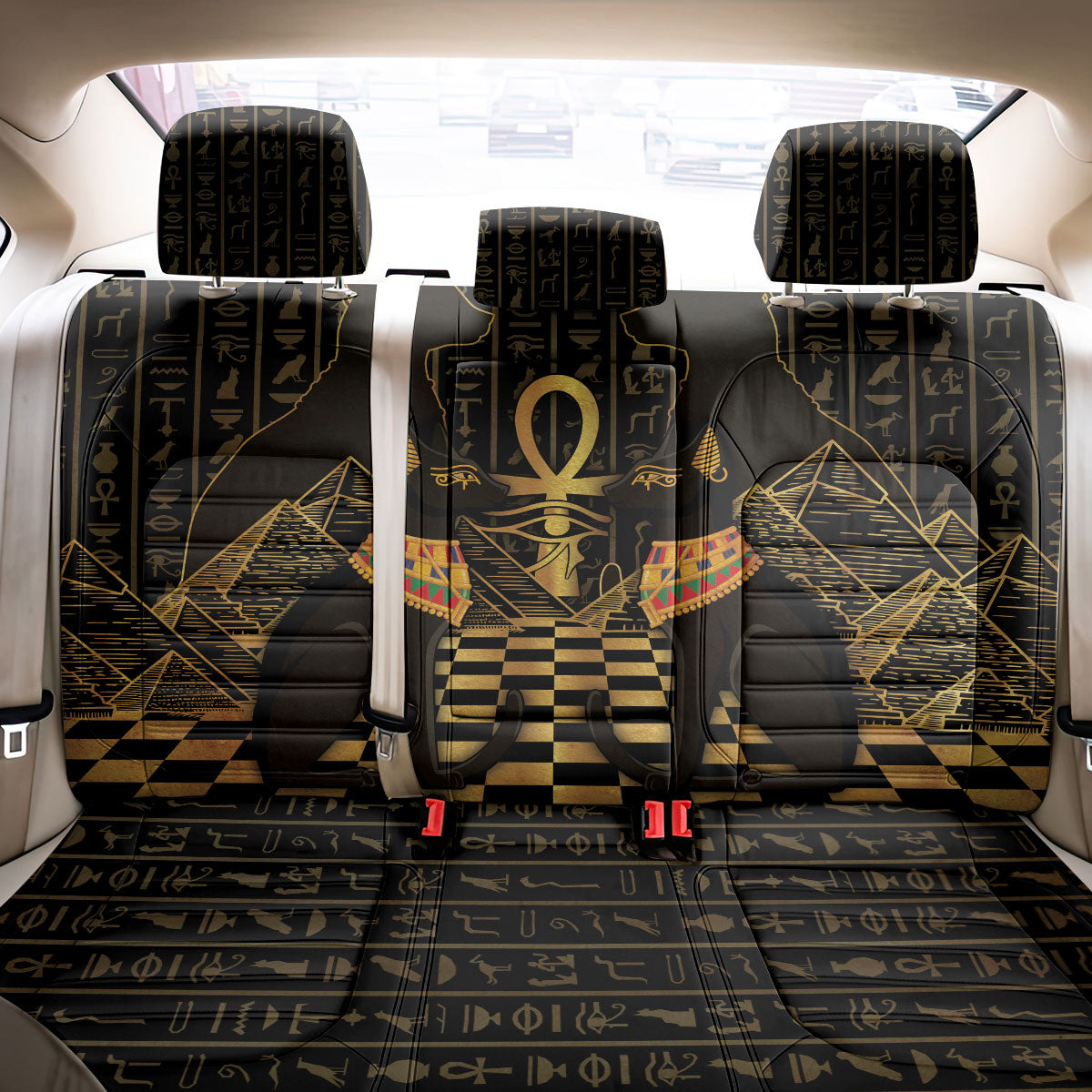 Egyptian Goddess Bastet Back Car Seat Cover Ancient Mythology Sacred Black Cat