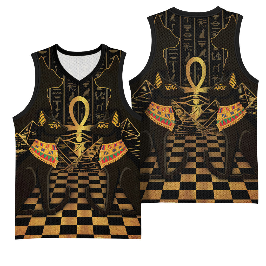 Egyptian Goddess Bastet Basketball Jersey Ancient Mythology Sacred Black Cat