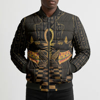 Egyptian Goddess Bastet Bomber Puffer Jacket Ancient Mythology Sacred Black Cat