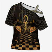Egyptian Goddess Bastet Cross Shoulder Shirt Ancient Mythology Sacred Black Cat