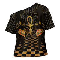 Egyptian Goddess Bastet Cross Shoulder Shirt Ancient Mythology Sacred Black Cat