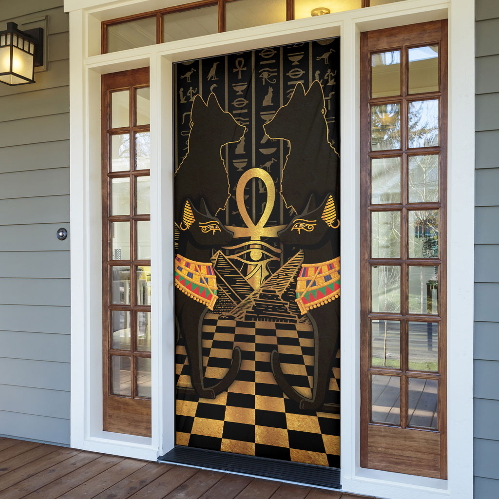 Egyptian Goddess Bastet Door Cover Ancient Mythology Sacred Black Cat