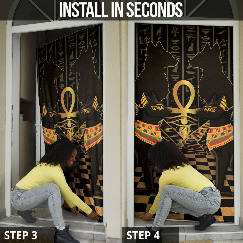 Egyptian Goddess Bastet Door Cover Ancient Mythology Sacred Black Cat