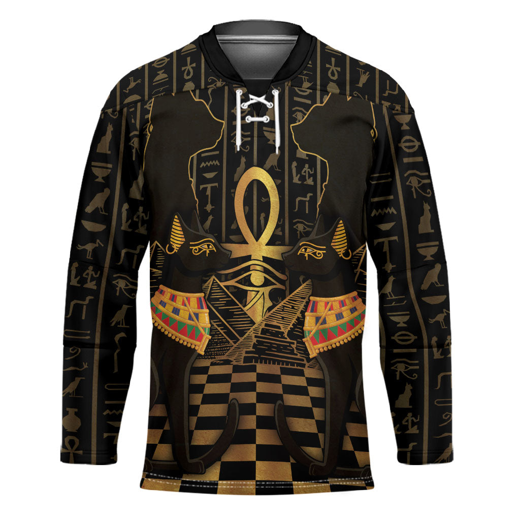 Egyptian Goddess Bastet Hockey Jersey Ancient Mythology Sacred Black Cat
