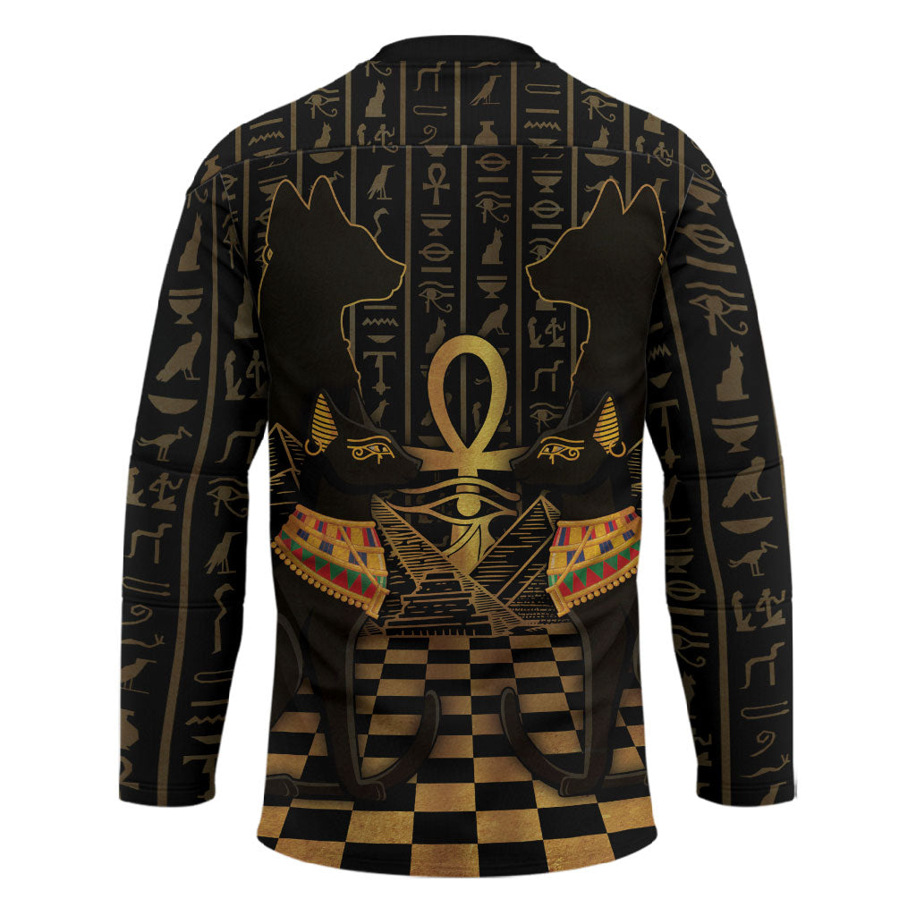 Egyptian Goddess Bastet Hockey Jersey Ancient Mythology Sacred Black Cat