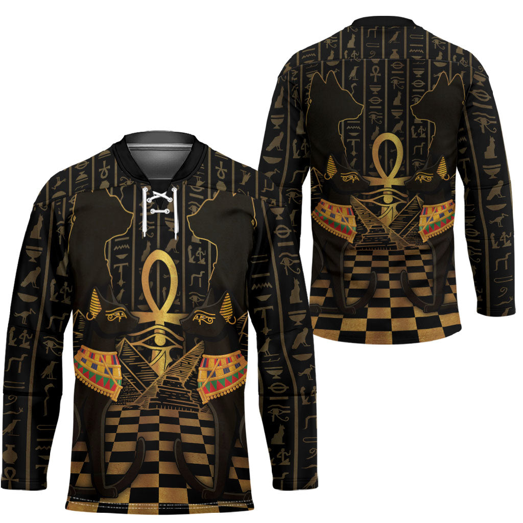 Egyptian Goddess Bastet Hockey Jersey Ancient Mythology Sacred Black Cat