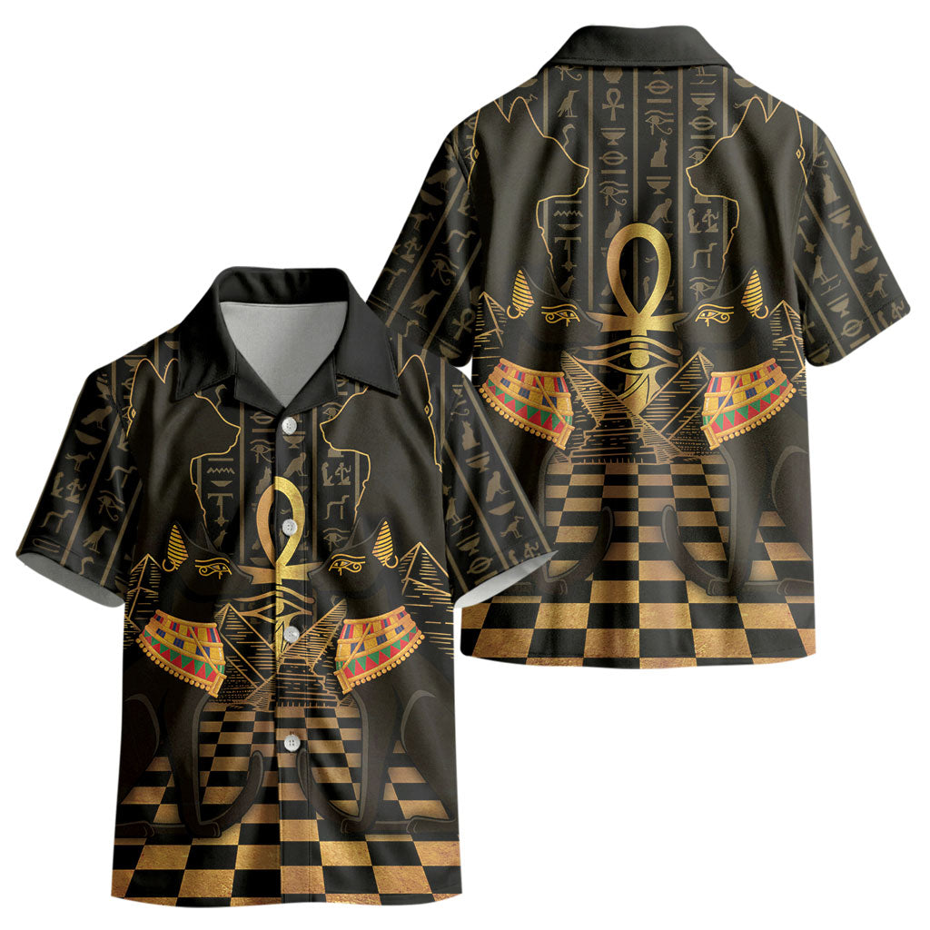 Egyptian Goddess Bastet Kid Hawaiian Shirt Ancient Mythology Sacred Black Cat DT05