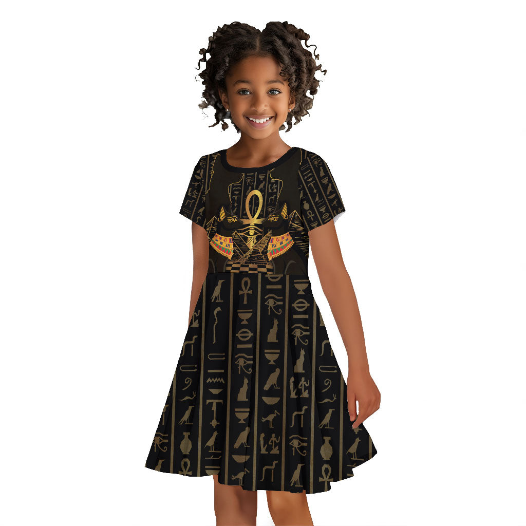 Egyptian Goddess Bastet Kid Short Sleeve Dress Ancient Mythology Sacred Black Cat