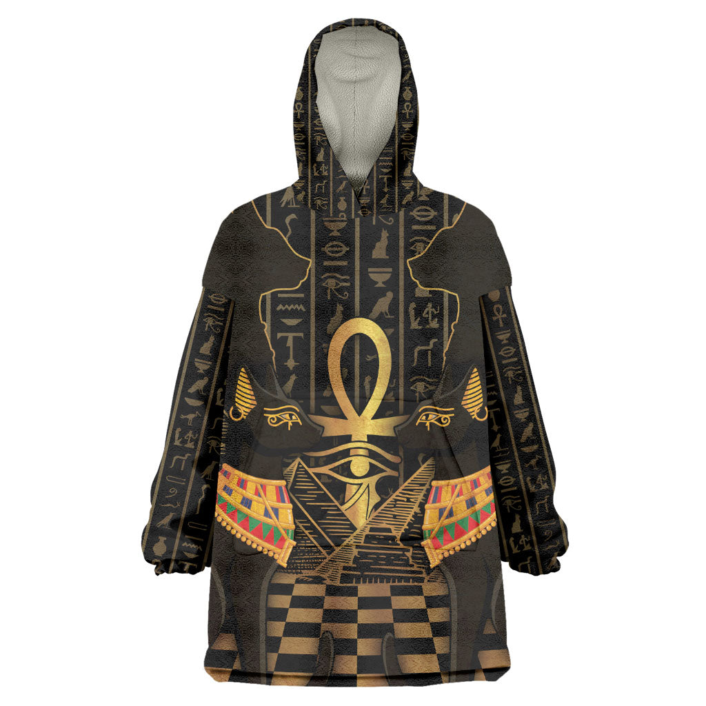 Egyptian Goddess Bastet Kid Wearable Blanket Hoodie Ancient Mythology Sacred Black Cat
