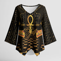 Egyptian Goddess Bastet Kimono Sleeve Blouse Ancient Mythology Sacred Black Cat