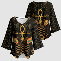 Egyptian Goddess Bastet Kimono Sleeve Blouse Ancient Mythology Sacred Black Cat