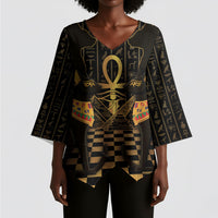 Egyptian Goddess Bastet Kimono Sleeve Blouse Ancient Mythology Sacred Black Cat