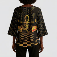 Egyptian Goddess Bastet Kimono Sleeve Blouse Ancient Mythology Sacred Black Cat